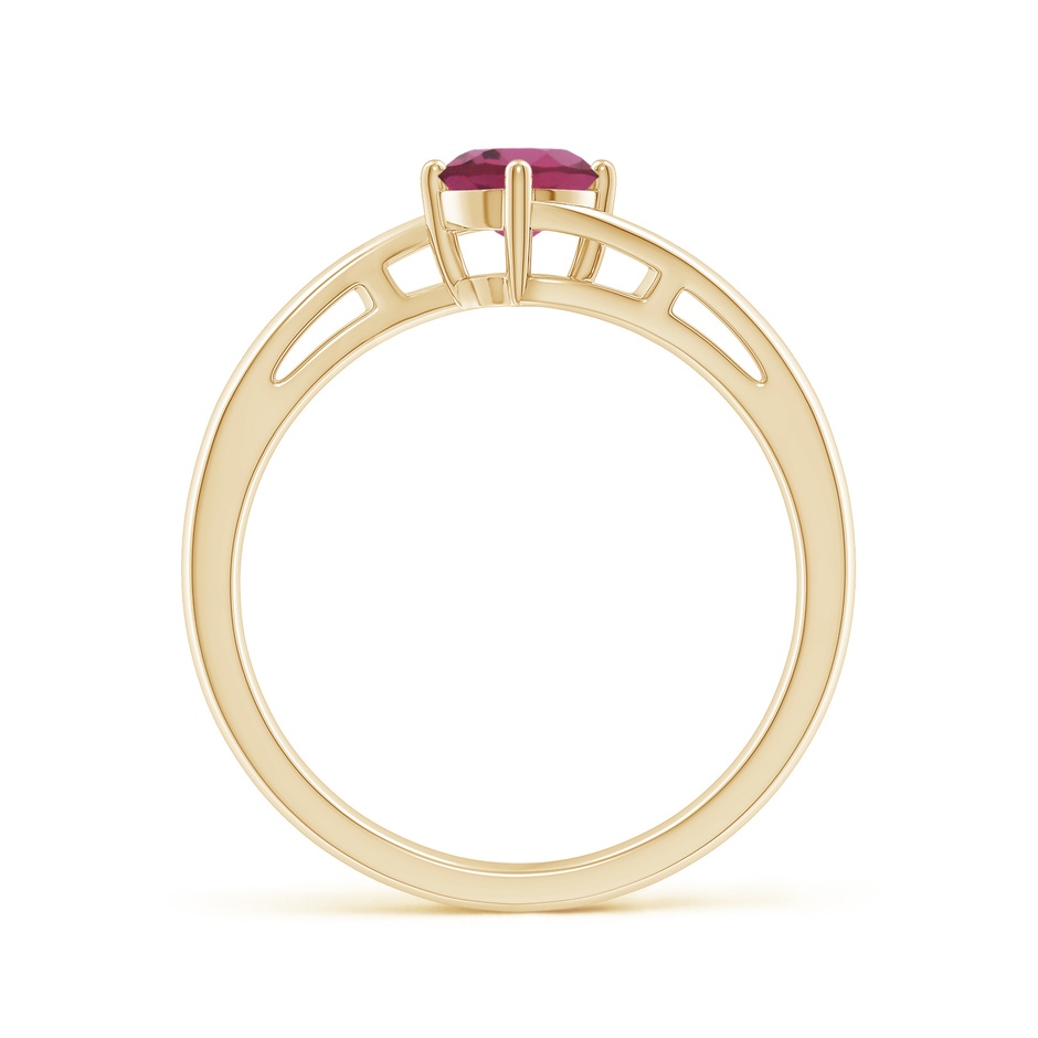 5mm AAAA Classic Round Pink Tourmaline Solitaire Bypass Ring in Yellow Gold side 199