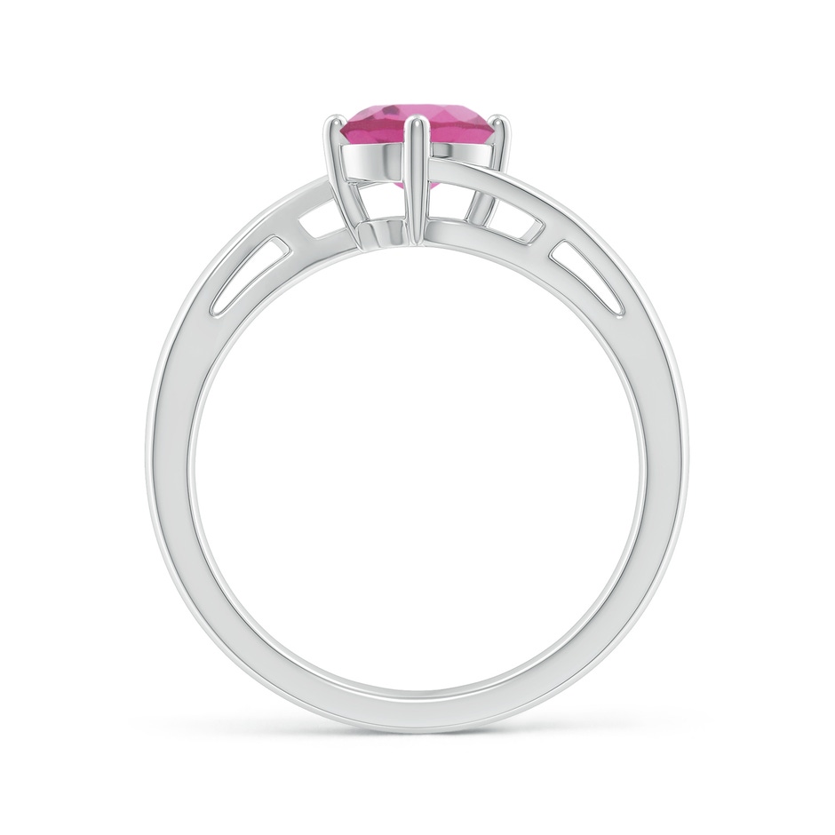 6mm AAA Classic Round Pink Tourmaline Solitaire Bypass Ring in White Gold side 199