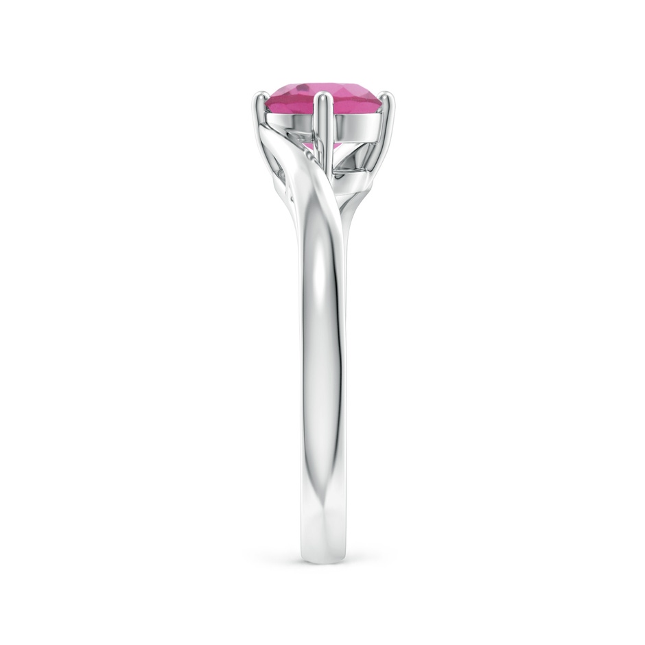 6mm AAA Classic Round Pink Tourmaline Solitaire Bypass Ring in White Gold side 299