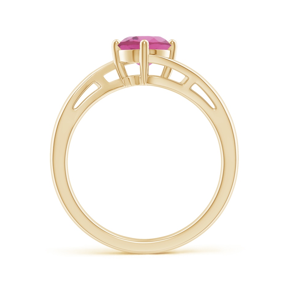 6mm AAA Classic Round Pink Tourmaline Solitaire Bypass Ring in Yellow Gold side 199