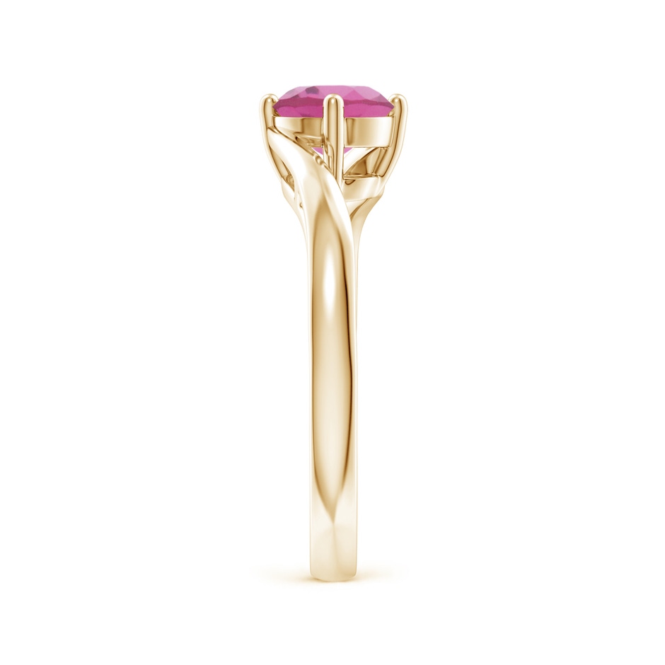 6mm AAA Classic Round Pink Tourmaline Solitaire Bypass Ring in Yellow Gold side 299