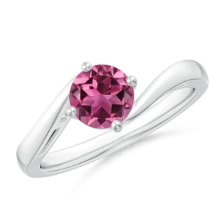 6mm AAAA Classic Round Pink Tourmaline Solitaire Bypass Ring in P950 Platinum