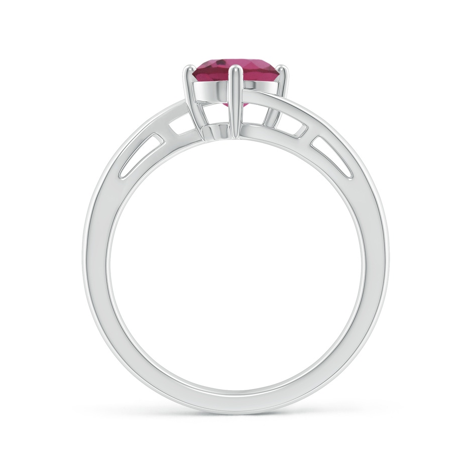 6mm AAAA Classic Round Pink Tourmaline Solitaire Bypass Ring in P950 Platinum side 199