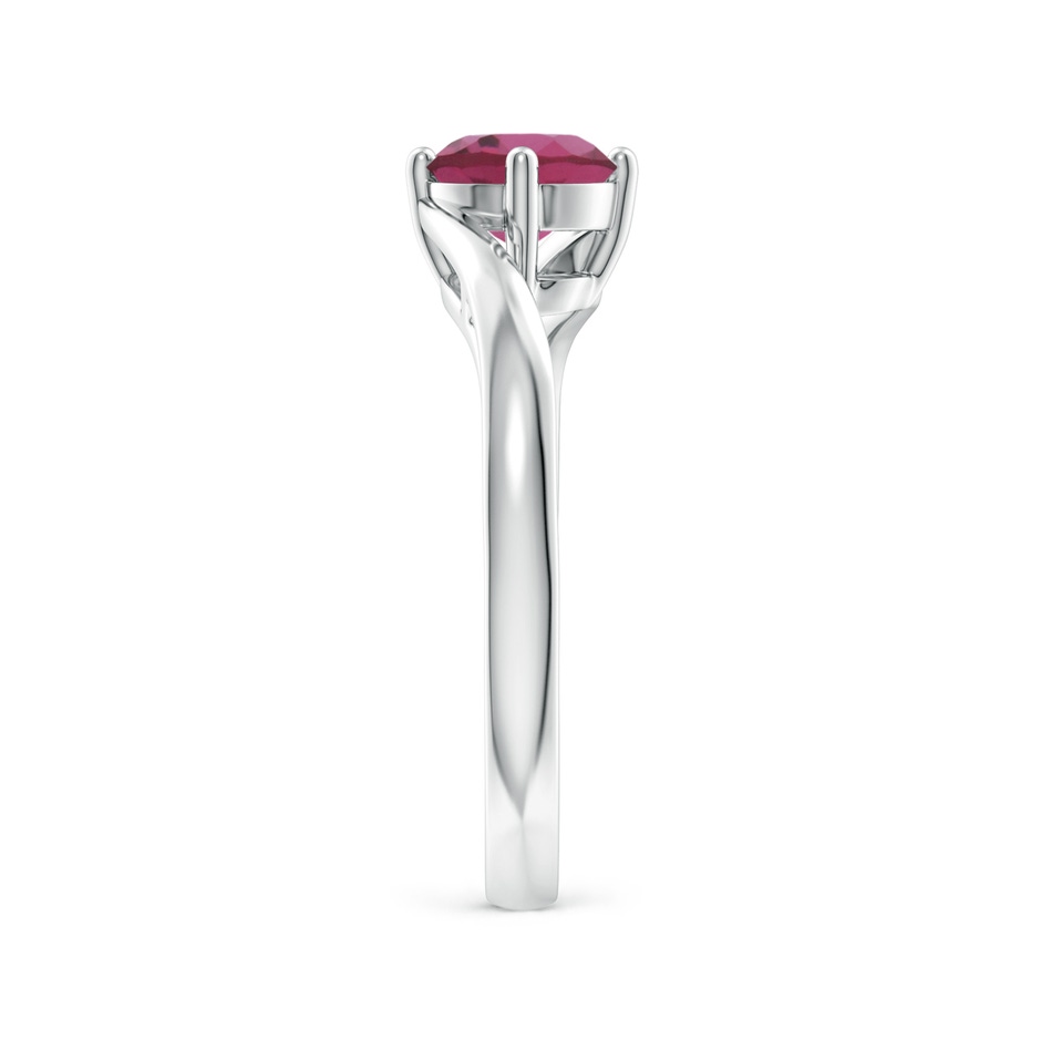 6mm AAAA Classic Round Pink Tourmaline Solitaire Bypass Ring in P950 Platinum side 299