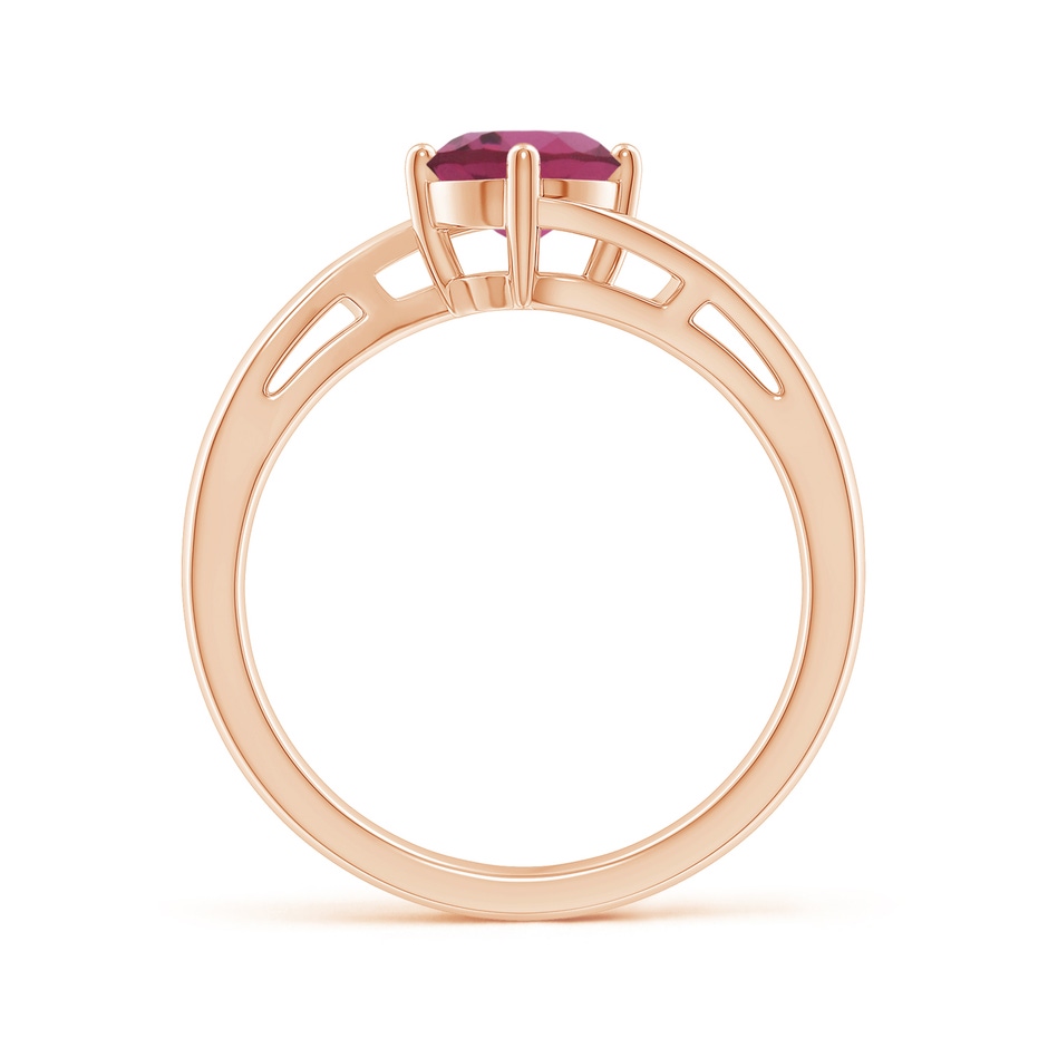 6mm AAAA Classic Round Pink Tourmaline Solitaire Bypass Ring in Rose Gold side 199