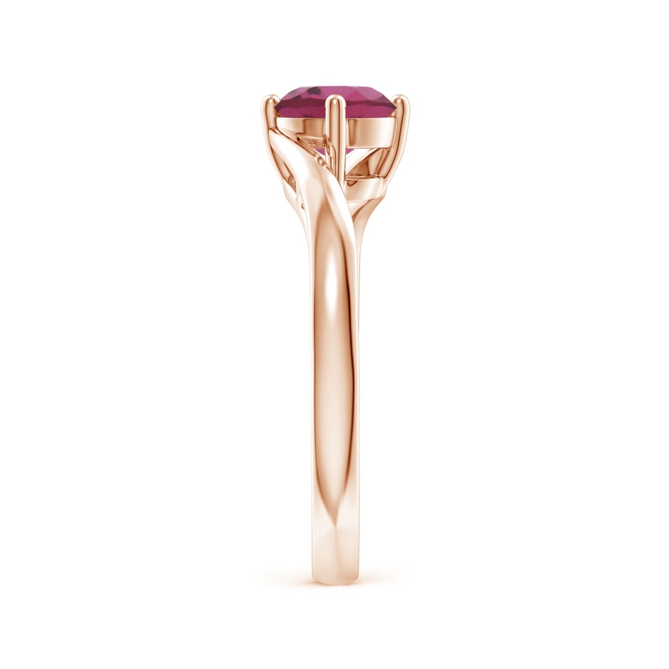 6mm AAAA Classic Round Pink Tourmaline Solitaire Bypass Ring in Rose Gold side 299