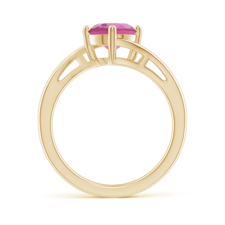7mm AAA Classic Round Pink Tourmaline Solitaire Bypass Ring in Yellow Gold side 199