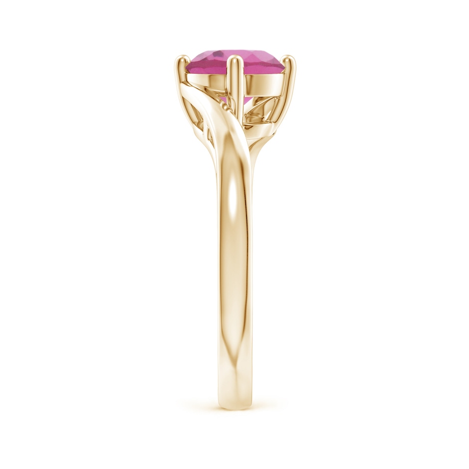 7mm AAA Classic Round Pink Tourmaline Solitaire Bypass Ring in Yellow Gold side 299