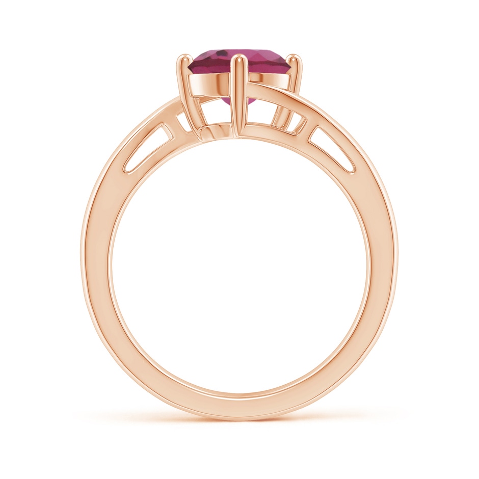 7mm AAAA Classic Round Pink Tourmaline Solitaire Bypass Ring in 18K Rose Gold side 199