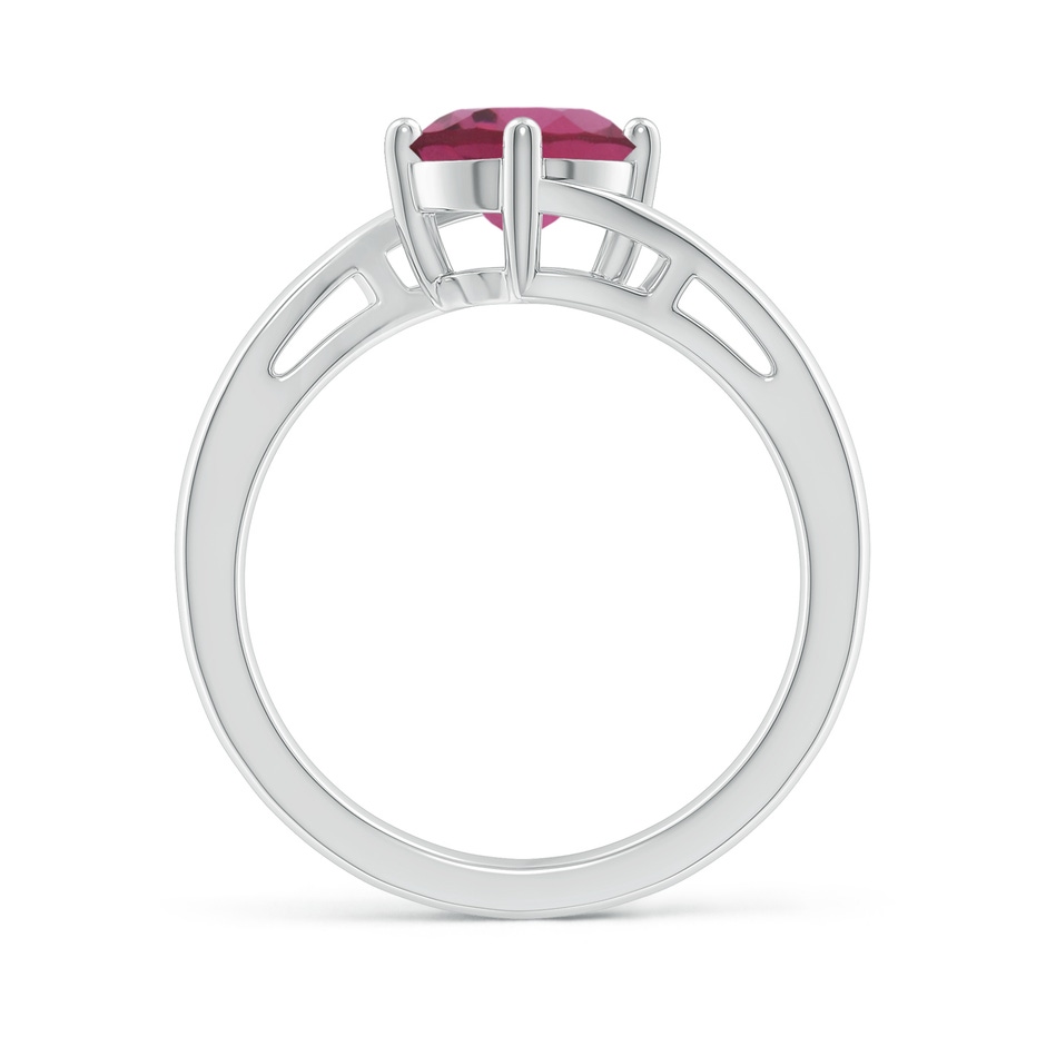 7mm AAAA Classic Round Pink Tourmaline Solitaire Bypass Ring in White Gold side-1