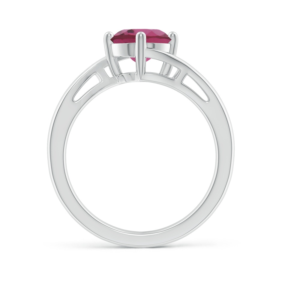 7mm AAAA Classic Round Pink Tourmaline Solitaire Bypass Ring in White Gold side 199
