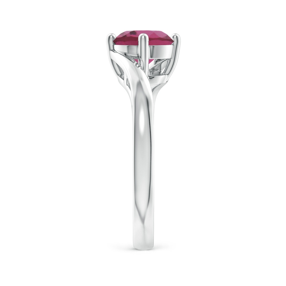 7mm AAAA Classic Round Pink Tourmaline Solitaire Bypass Ring in White Gold side-2