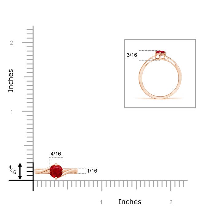 AAA - Ruby / 0.34 CT / 14 KT Rose Gold