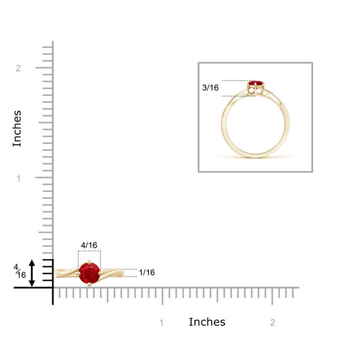 AAA - Ruby / 0.34 CT / 14 KT Yellow Gold