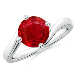 8mm AAA Classic Round Ruby Solitaire Bypass Ring in P950 Platinum