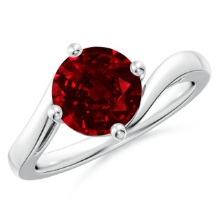 8mm AAAA Classic Round Ruby Solitaire Bypass Ring in P950 Platinum