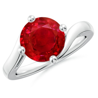 9mm AAA Classic Round Ruby Solitaire Bypass Ring in P950 Platinum
