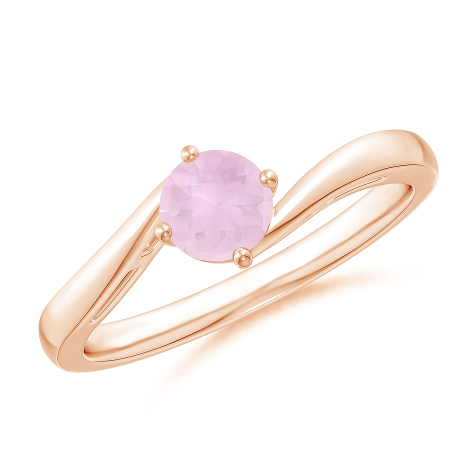 5mm AAA Classic Round Rose Quartz Solitaire Bypass Ring in Rose Gold 