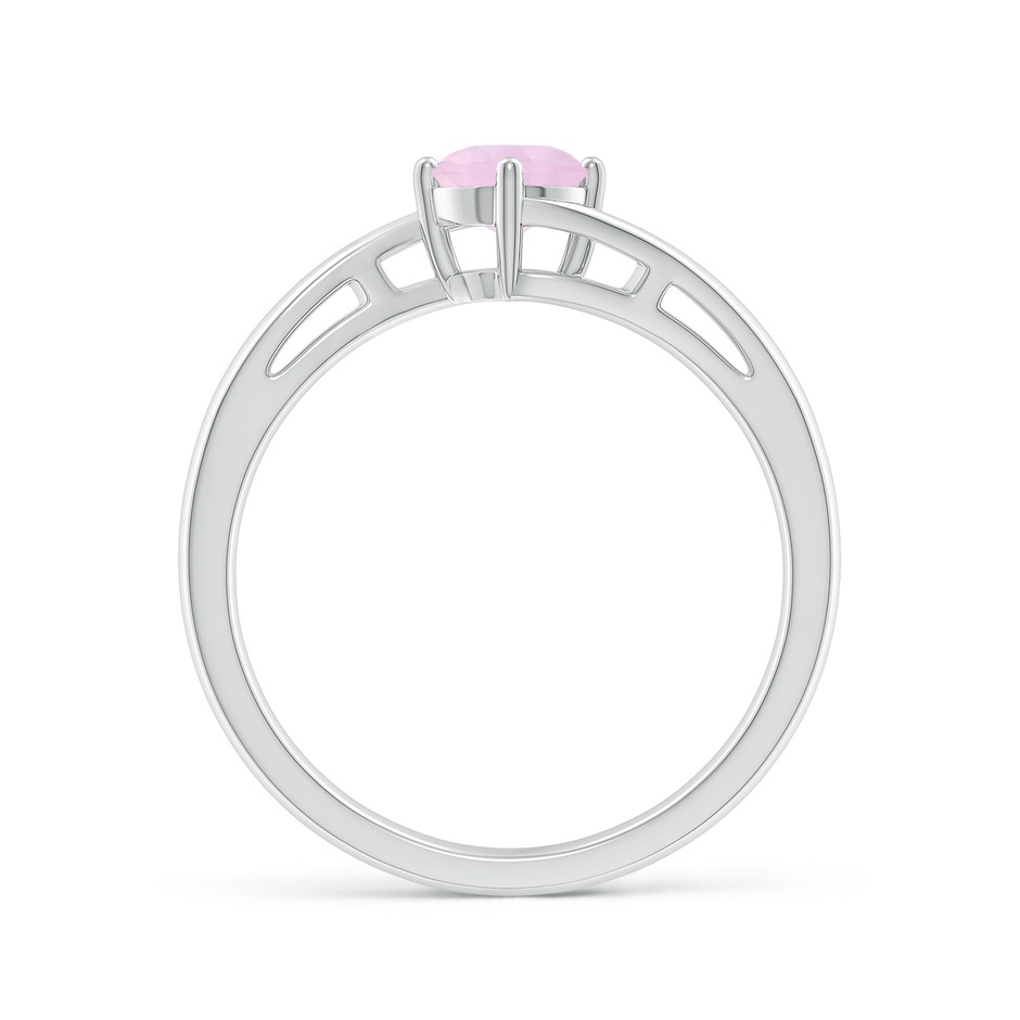 5mm AAA Classic Round Rose Quartz Solitaire Bypass Ring in White Gold Side-1