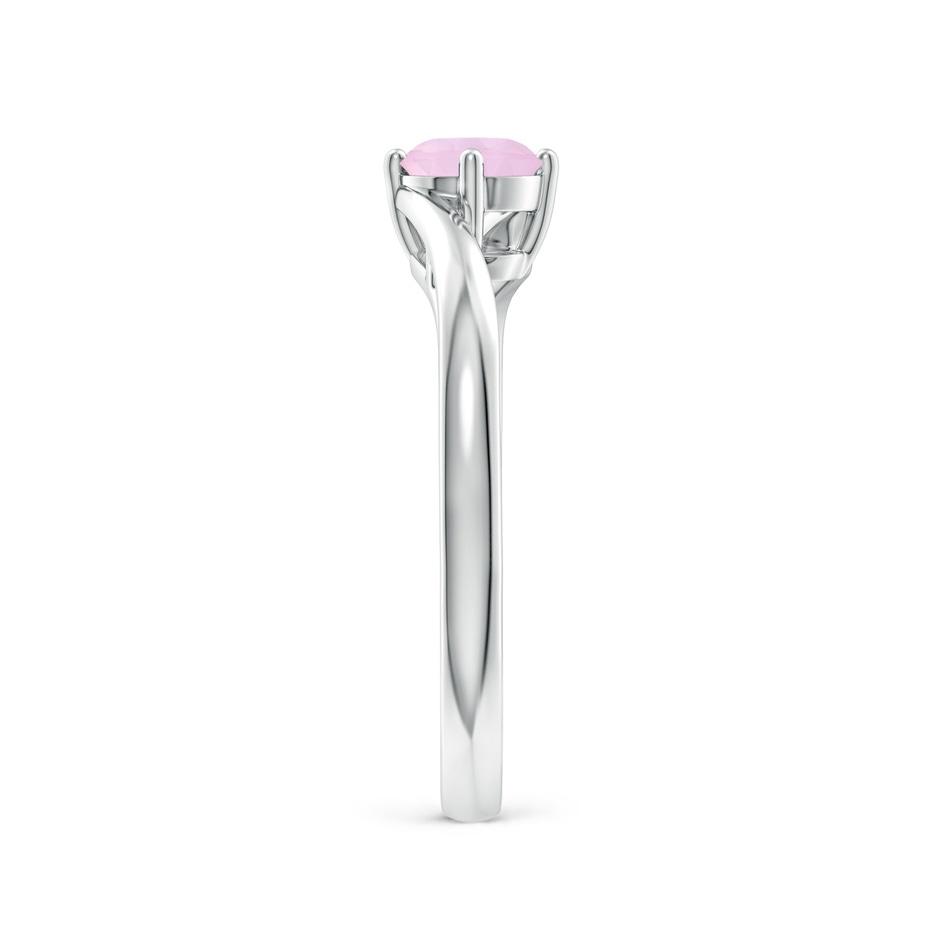5mm AAA Classic Round Rose Quartz Solitaire Bypass Ring in White Gold Side-2