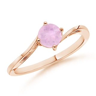 5mm AAAA Classic Round Rose Quartz Solitaire Bypass Ring in 9K Rose Gold
