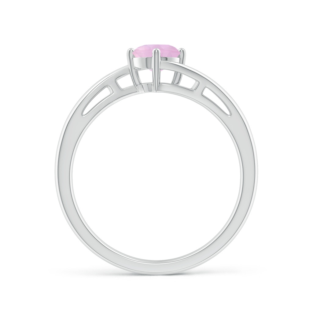 5mm AAAA Classic Round Rose Quartz Solitaire Bypass Ring in P950 Platinum Side-1