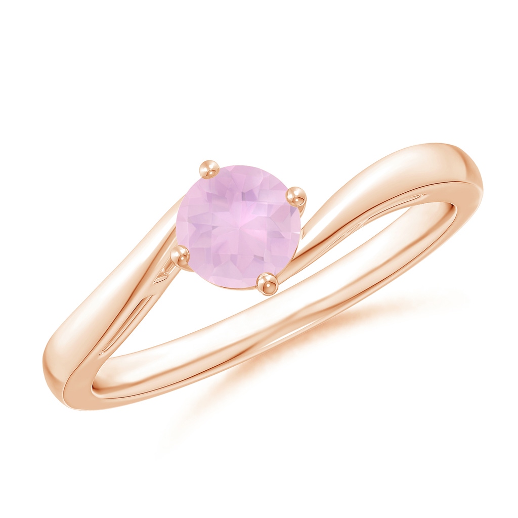 5mm AAAA Classic Round Rose Quartz Solitaire Bypass Ring in Rose Gold