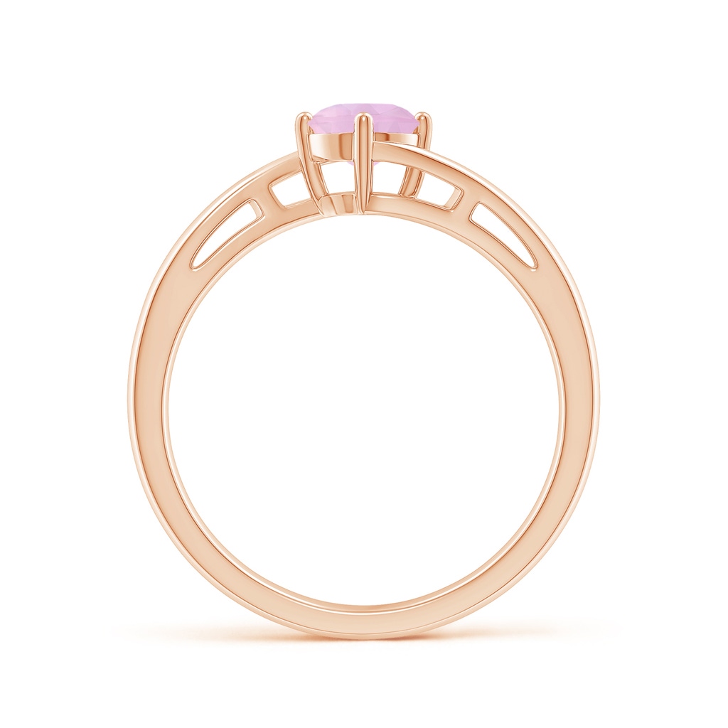 5mm AAAA Classic Round Rose Quartz Solitaire Bypass Ring in Rose Gold Side-1