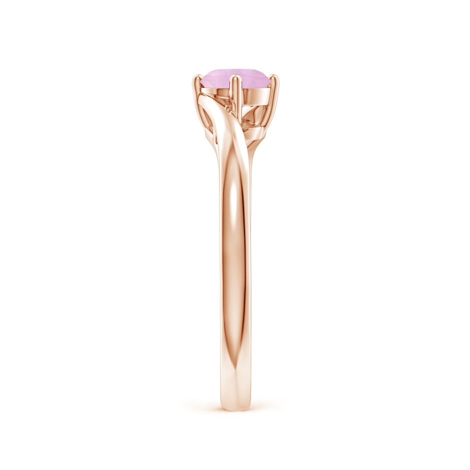 5mm AAAA Classic Round Rose Quartz Solitaire Bypass Ring in Rose Gold Side-2