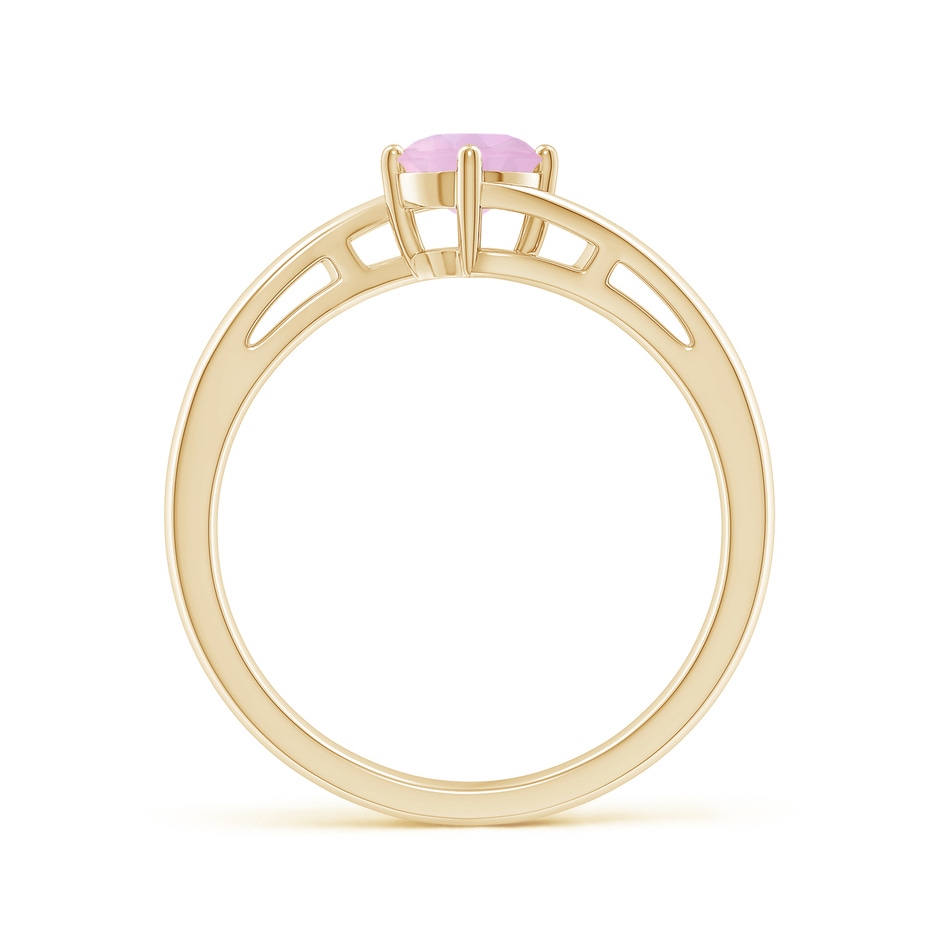 5mm AAAA Classic Round Rose Quartz Solitaire Bypass Ring in Yellow Gold Side-1