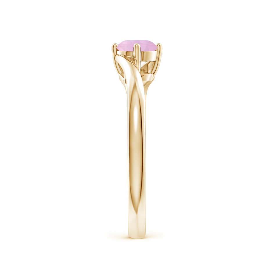 5mm AAAA Classic Round Rose Quartz Solitaire Bypass Ring in Yellow Gold Side-2