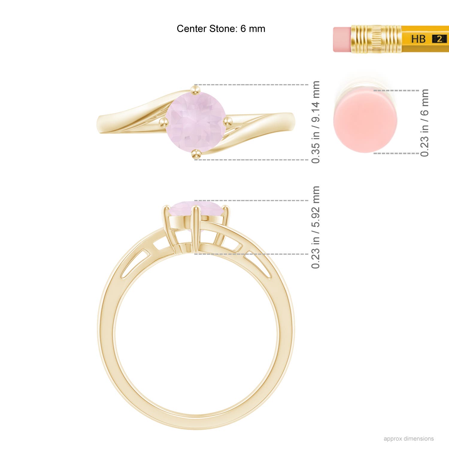 A - Rose Quartz / 0.85 CT / 14 KT Yellow Gold