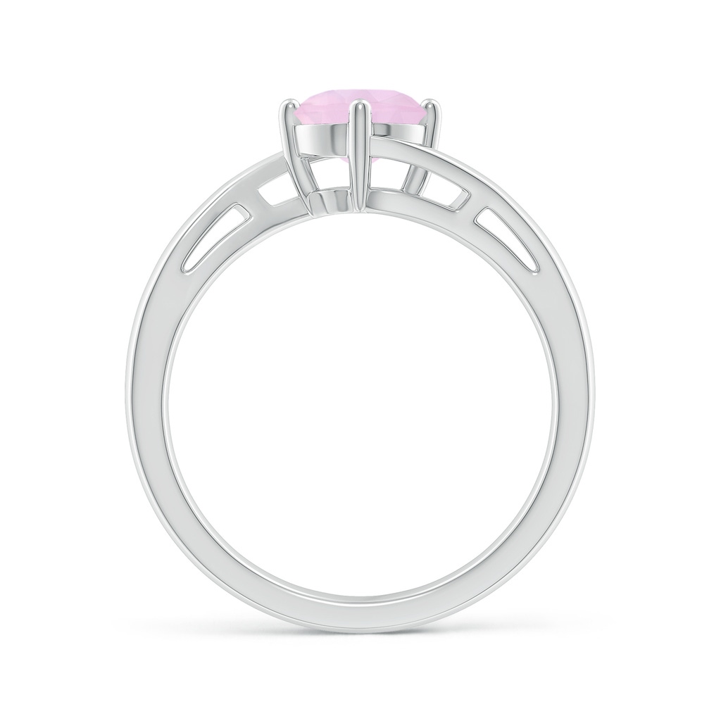 6mm AAA Classic Round Rose Quartz Solitaire Bypass Ring in White Gold Side-1