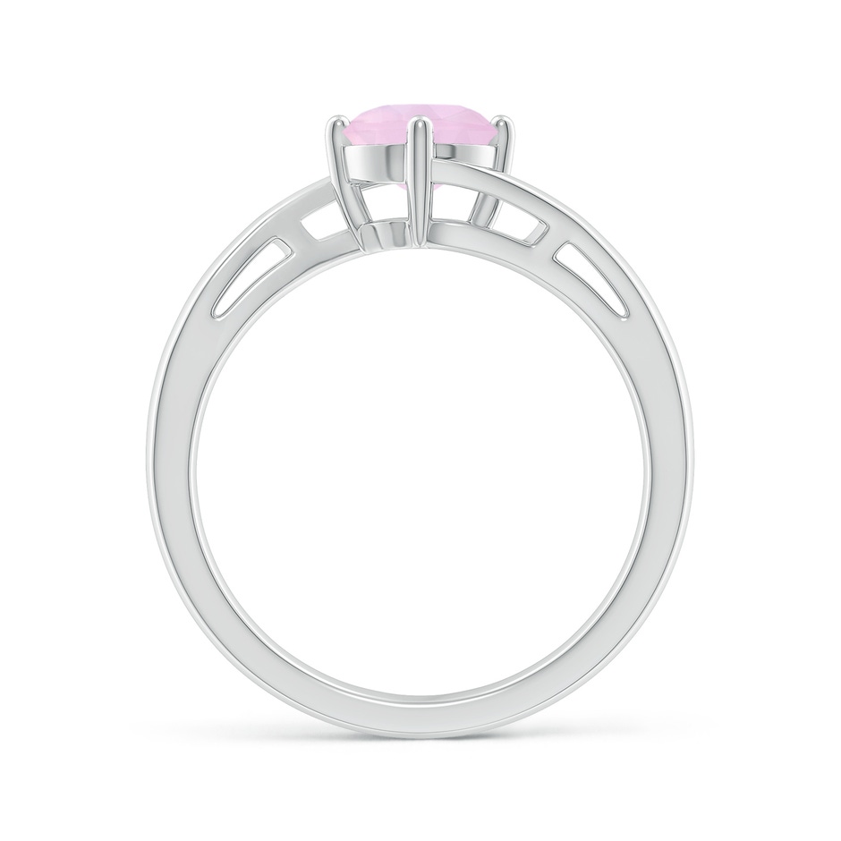 6mm AAA Classic Round Rose Quartz Solitaire Bypass Ring in White Gold side-1