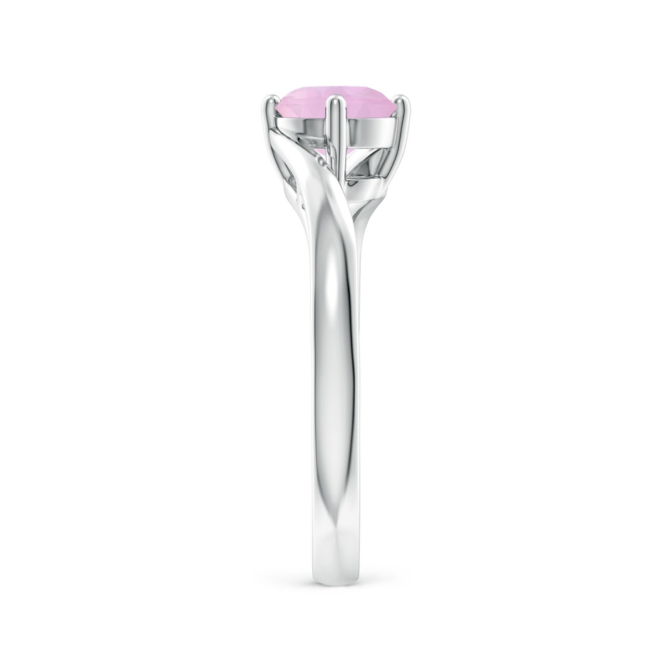 6mm AAAA Classic Round Rose Quartz Solitaire Bypass Ring in P950 Platinum Side-2