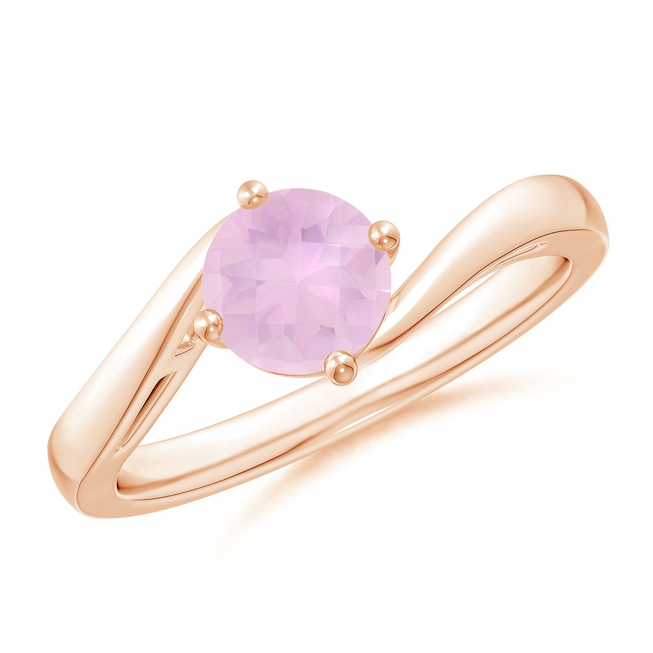 6mm AAAA Classic Round Rose Quartz Solitaire Bypass Ring in Rose Gold 