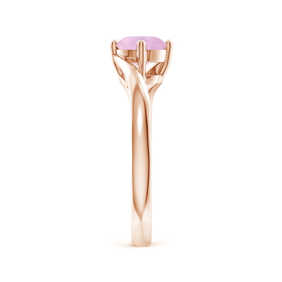 6mm AAAA Classic Round Rose Quartz Solitaire Bypass Ring in Rose Gold Side-2