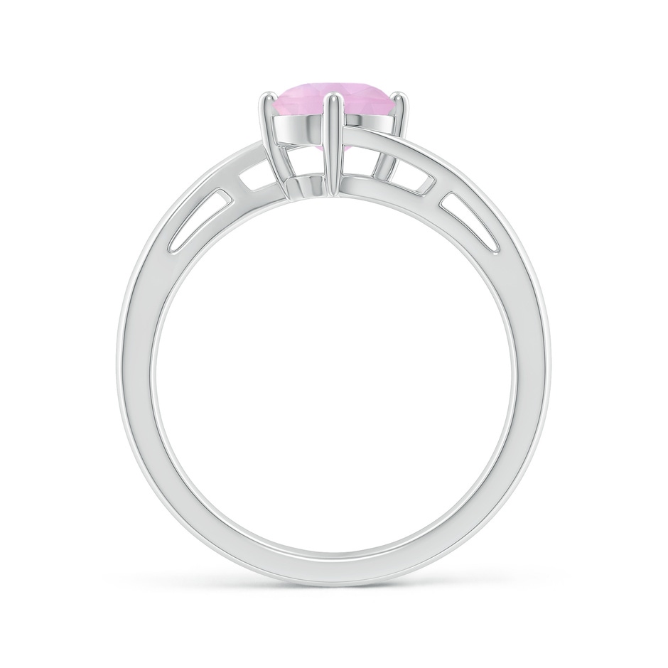 6mm AAAA Classic Round Rose Quartz Solitaire Bypass Ring in White Gold side-1