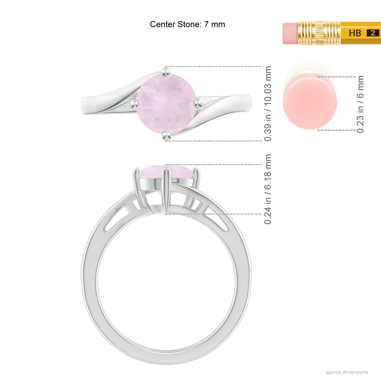 A - Rose Quartz / 1.35 CT / 14 KT White Gold