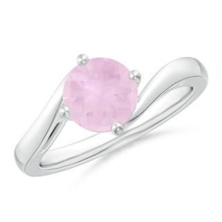 7mm AAA Classic Round Rose Quartz Solitaire Bypass Ring in White Gold