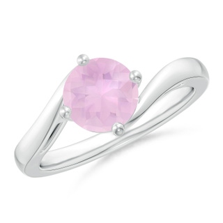 7mm AAAA Classic Round Rose Quartz Solitaire Bypass Ring in P950 Platinum