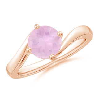 7mm AAAA Classic Round Rose Quartz Solitaire Bypass Ring in Rose Gold