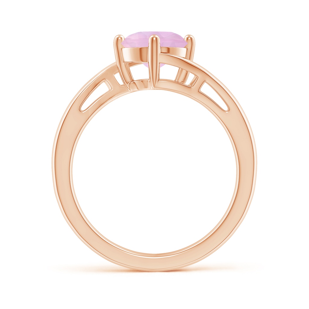 7mm AAAA Classic Round Rose Quartz Solitaire Bypass Ring in Rose Gold Side-1