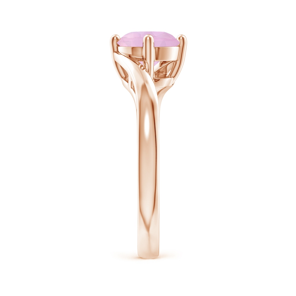 7mm AAAA Classic Round Rose Quartz Solitaire Bypass Ring in Rose Gold Side-2