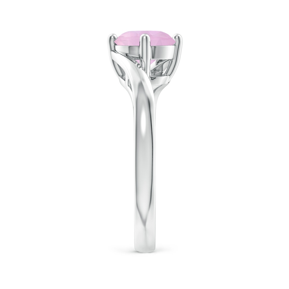 7mm AAAA Classic Round Rose Quartz Solitaire Bypass Ring in White Gold Side-2