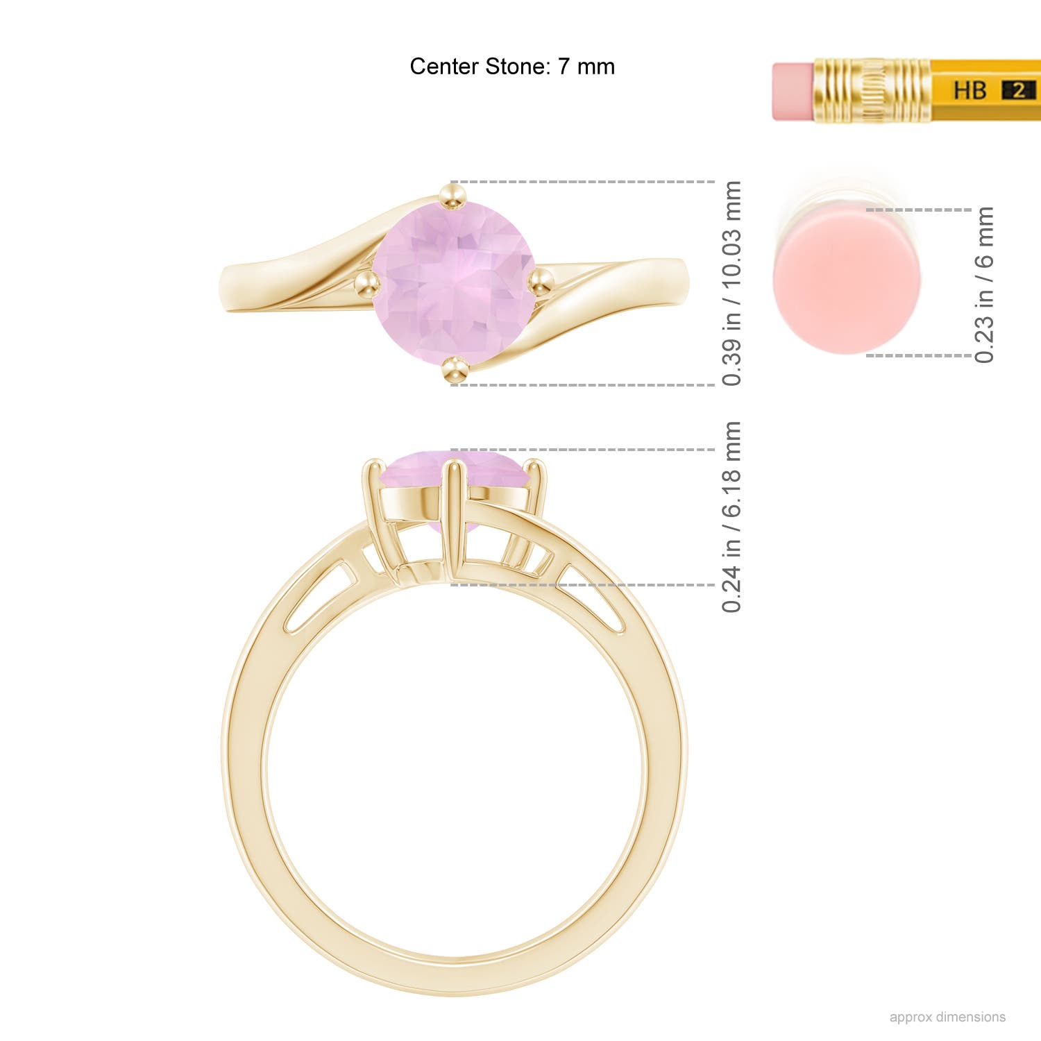 AAAA - Rose Quartz / 1.35 CT / 14 KT Yellow Gold