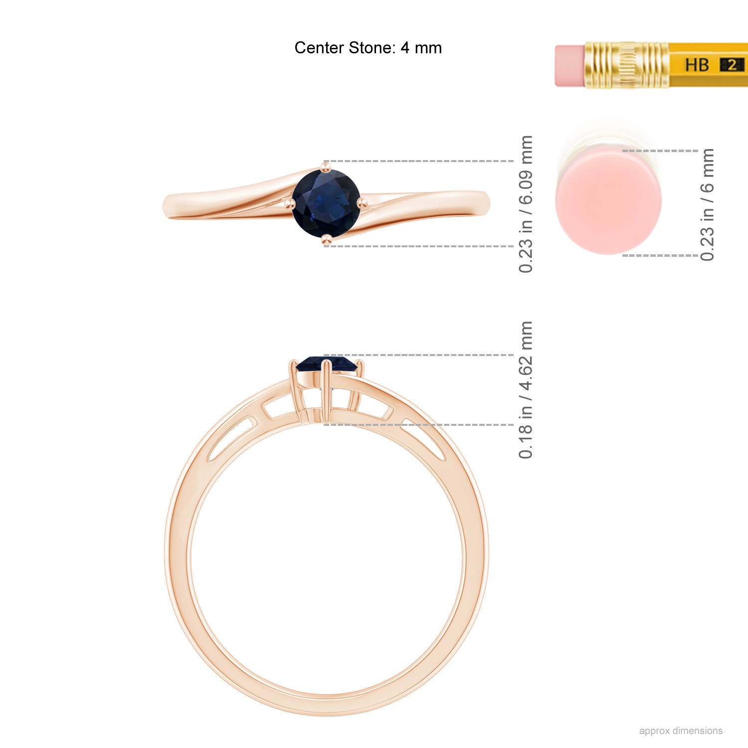 A - Blue Sapphire / 0.33 CT / 14 KT Rose Gold