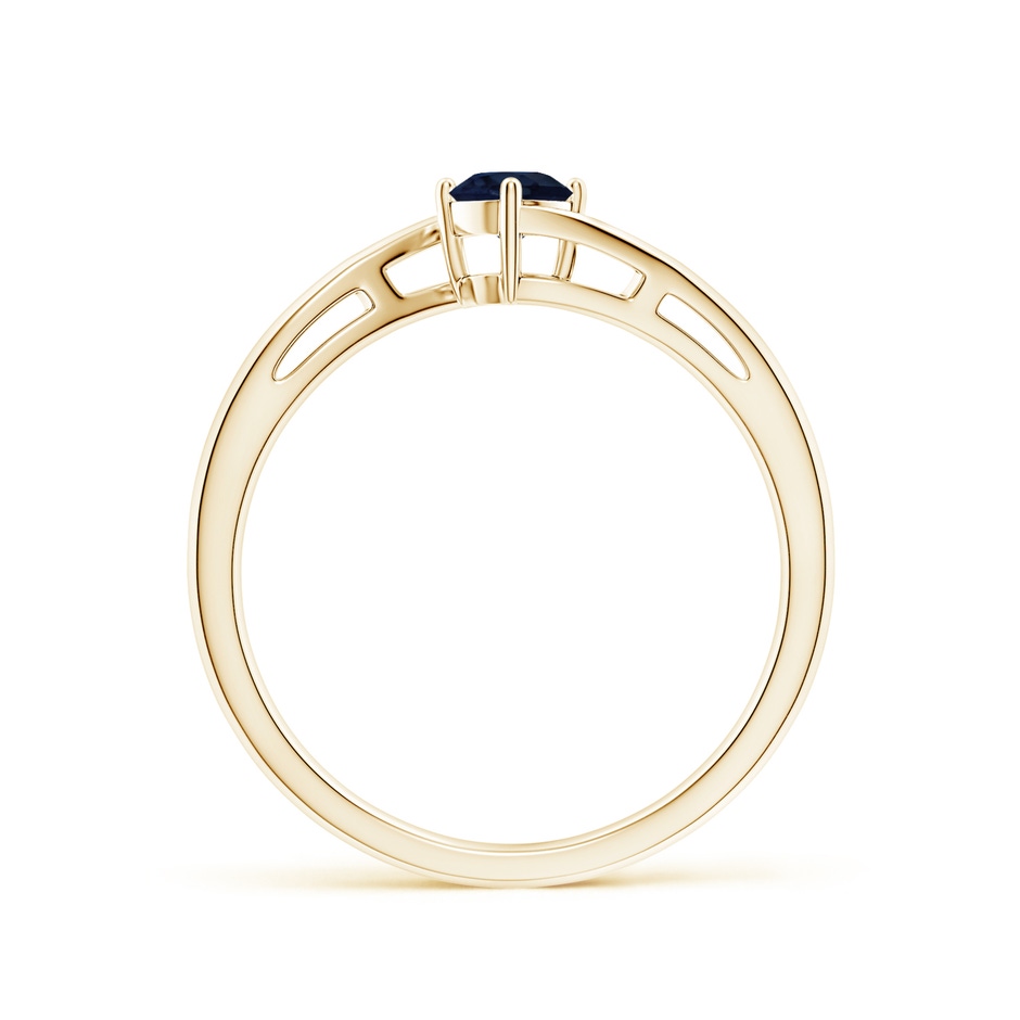 4mm A Classic Round Sapphire Solitaire Bypass Ring in Yellow Gold side 199