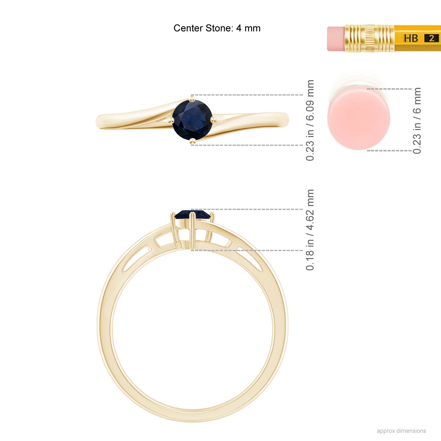 A - Blue Sapphire / 0.33 CT / 14 KT Yellow Gold