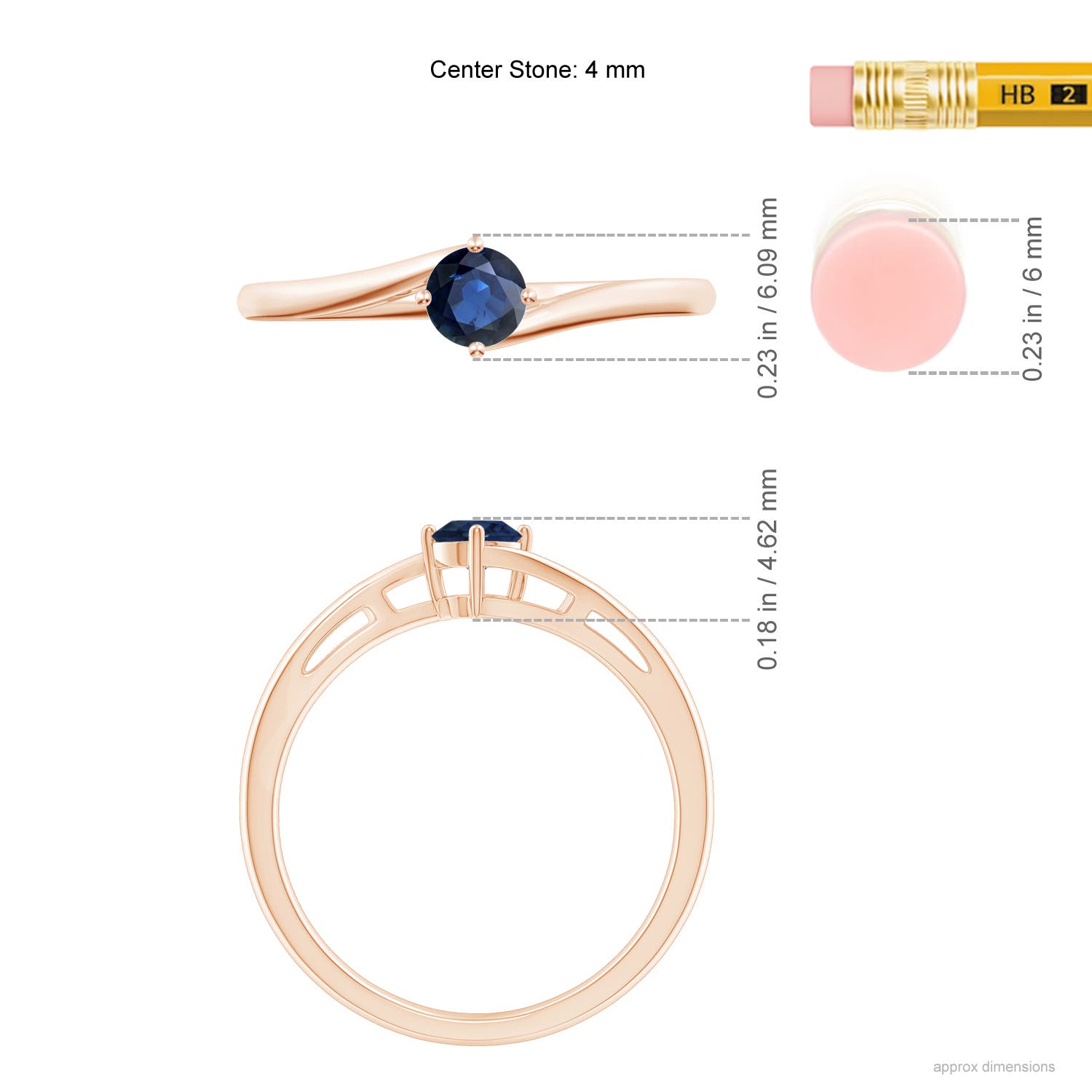 AA - Blue Sapphire / 0.33 CT / 14 KT Rose Gold